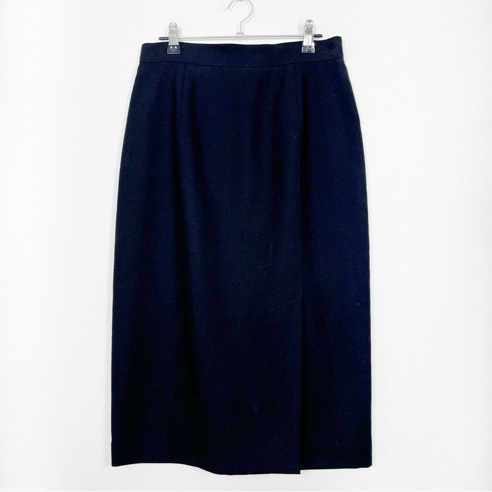 Vintage Braemar 🇨🇦 Black Wool Lined Pencil Skirt Size 10 Minimalist Classic